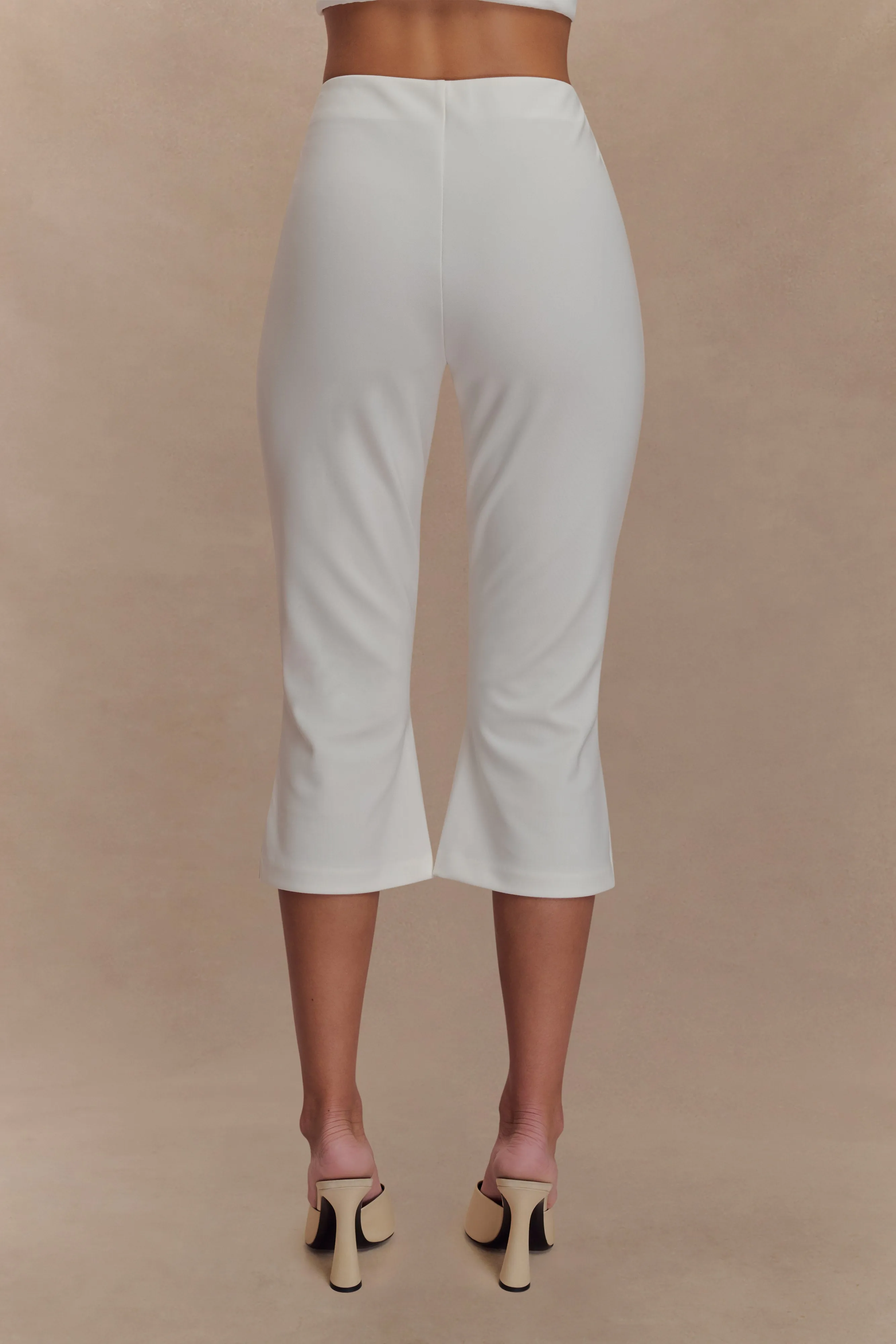 Layla Flared Crepe Capri Pants - White