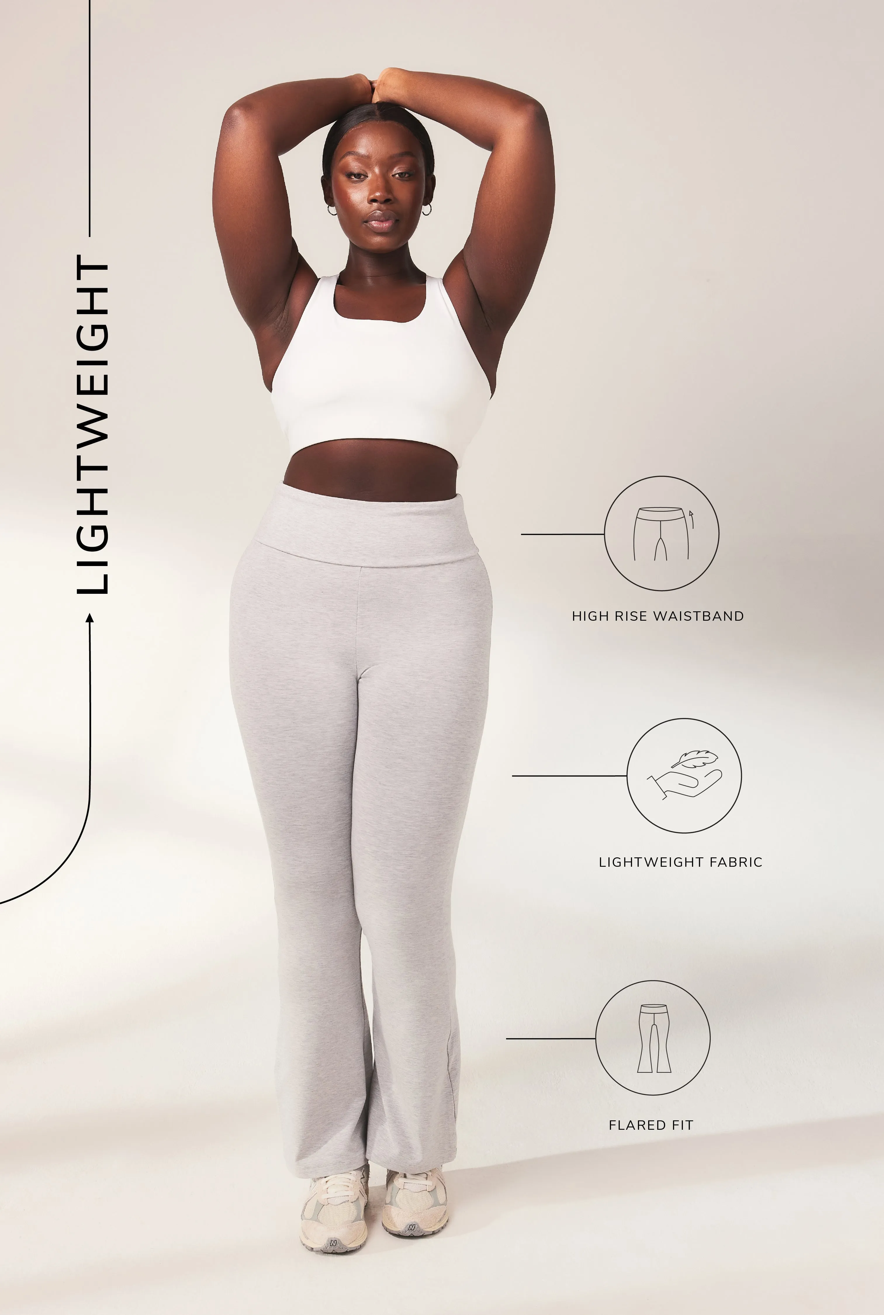 Lightweight Flare Leggings - Light Grey Marl