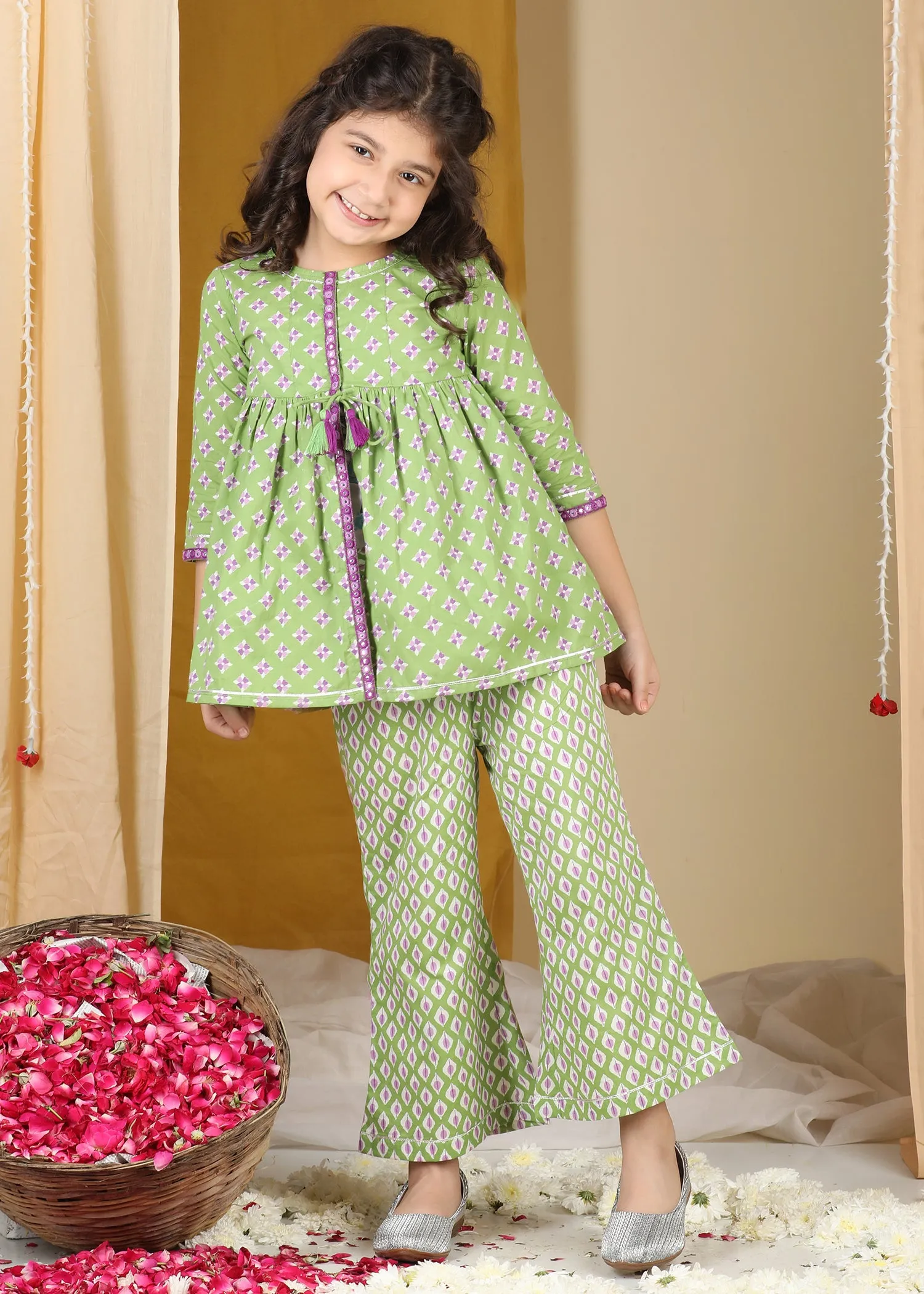 Lil Celebrations Green Co-ord Set  Girls (2-12Yrs)