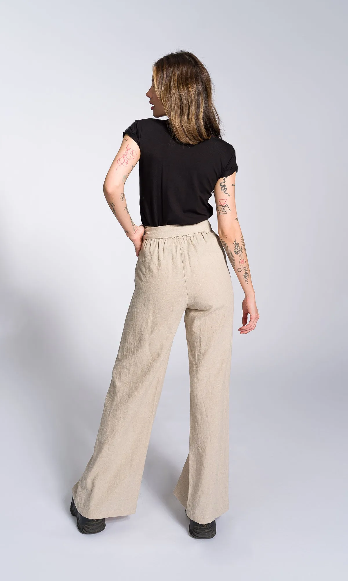 Linen Wide Leg Wrap Pants