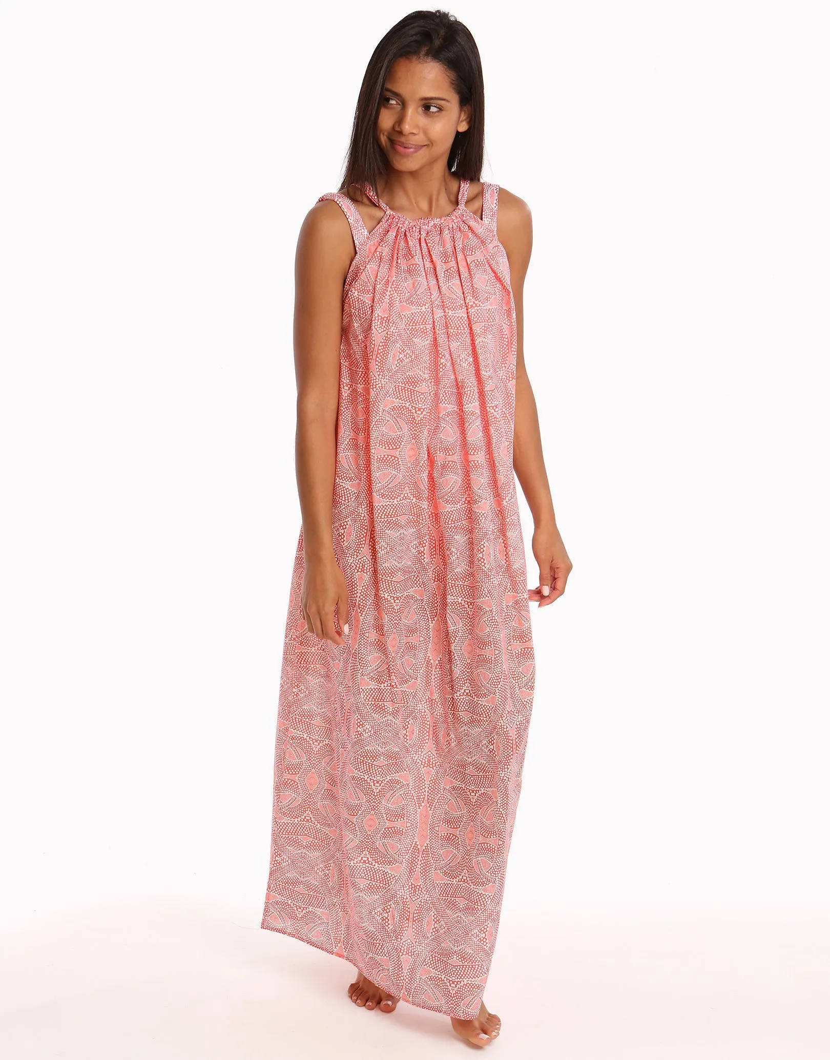 Malika Cotton Maxi Beach Dress - Print