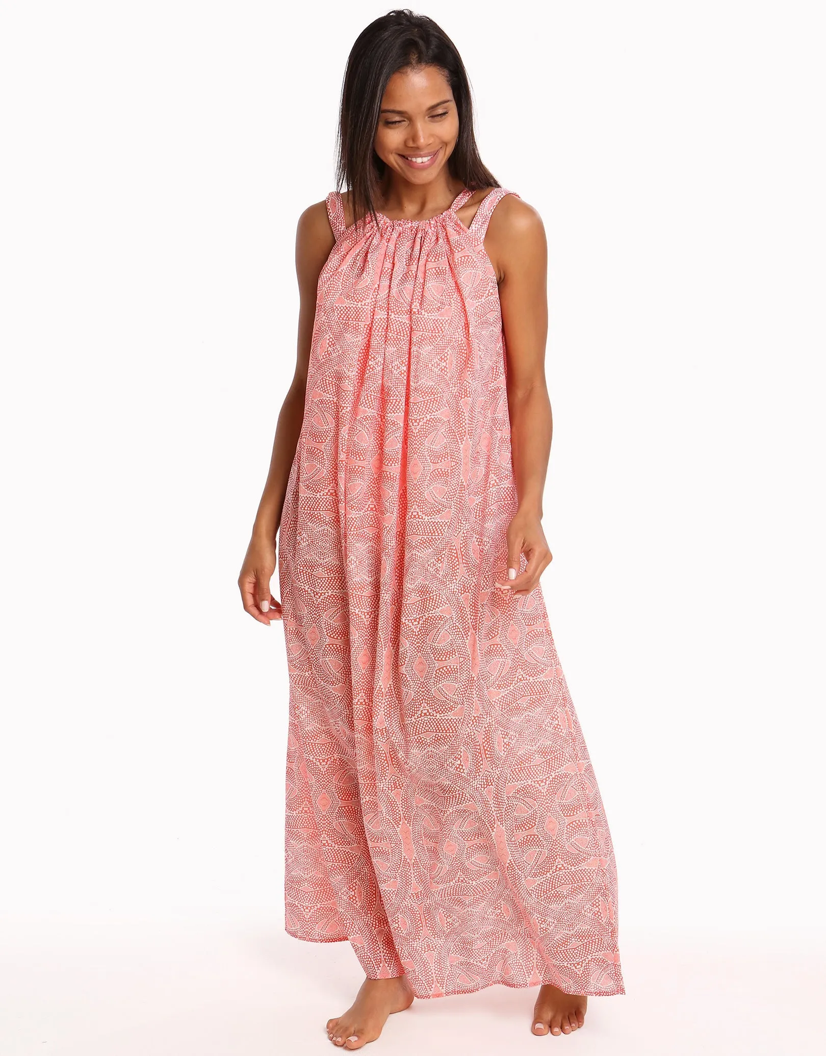 Malika Cotton Maxi Beach Dress - Print