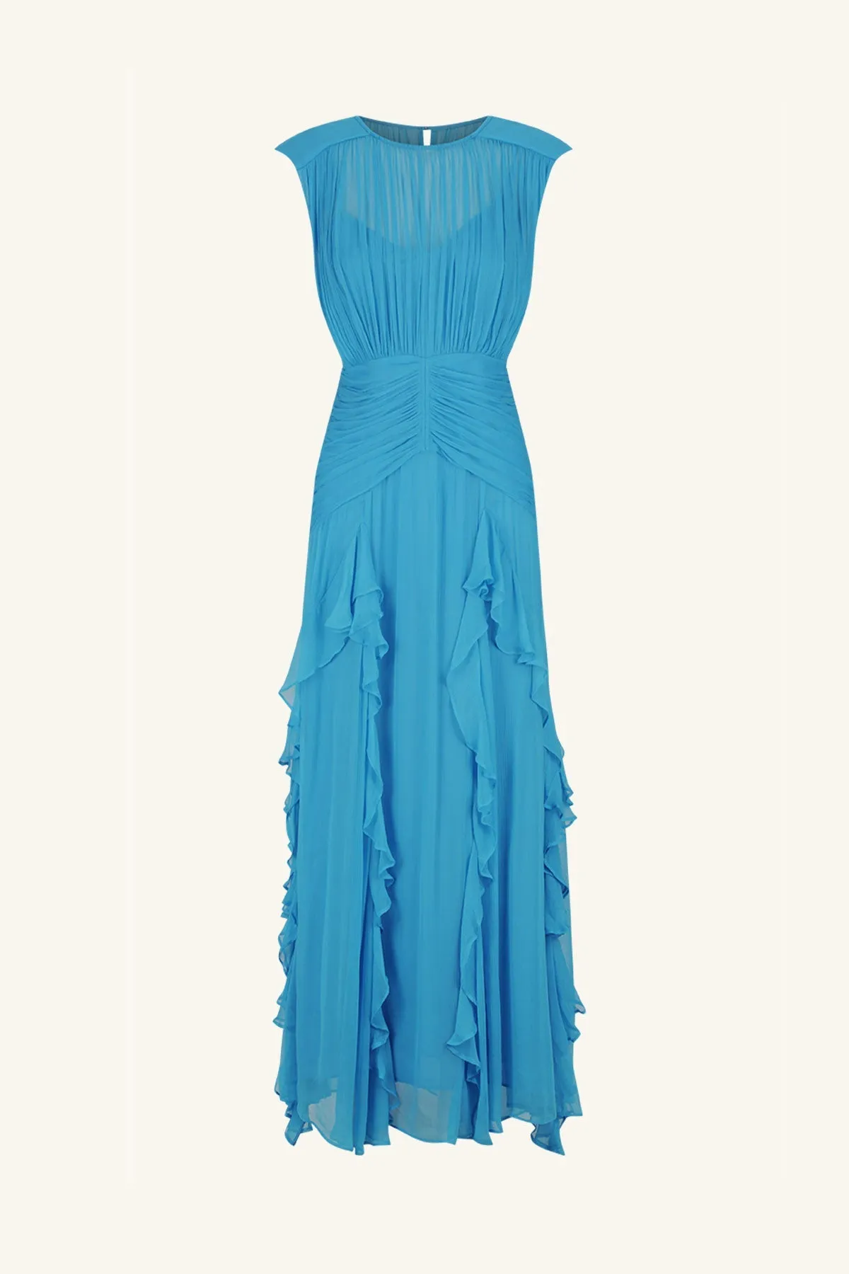 MARGOT ROUND NECK SLEEVELESS MAXI DRESS - AQUA