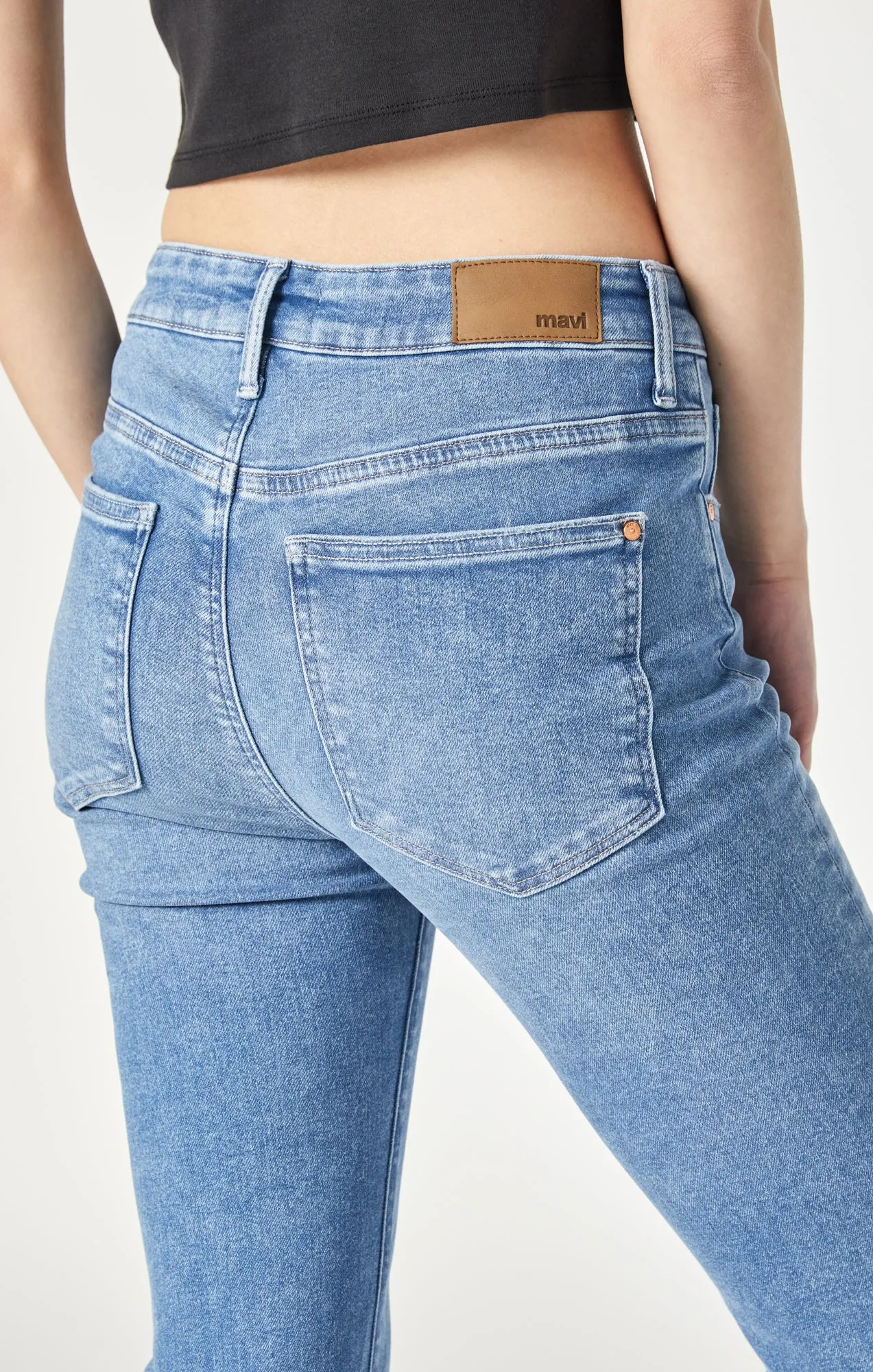 MARIA FLARE JEANS IN LIGHT BRUSHED FLEX BLUE