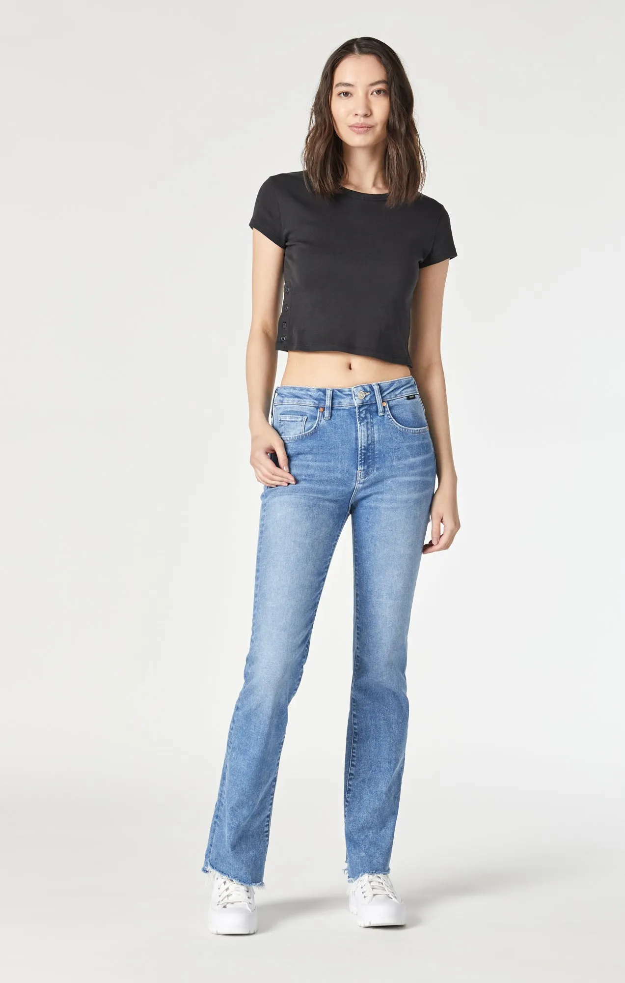 MARIA FLARE JEANS IN LIGHT BRUSHED FLEX BLUE