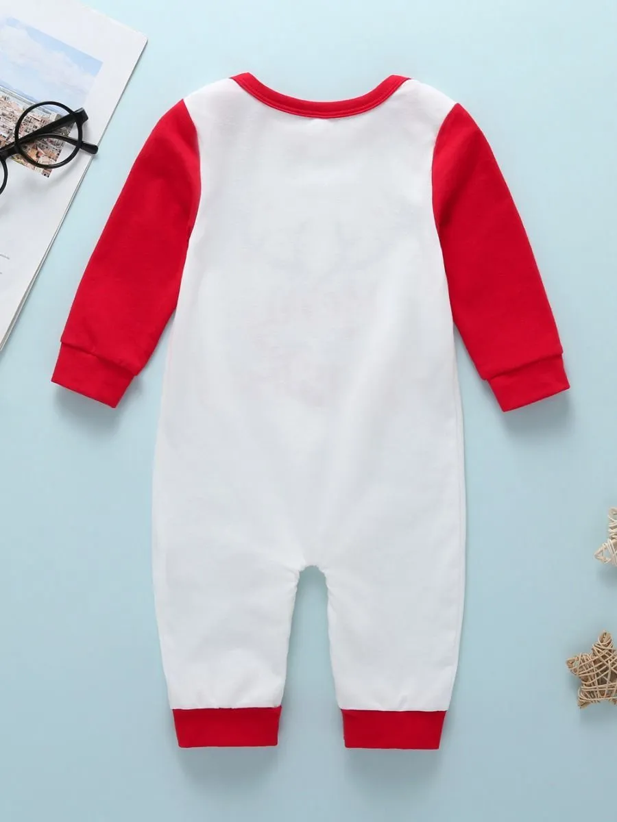 Merry Christmas Letters Print Baby Long-sleeved Overall