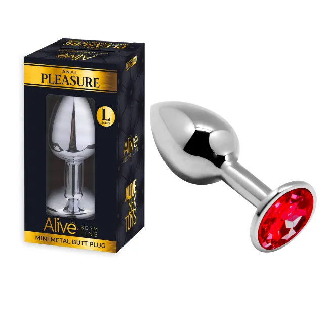 METAL BUTT PLUG ANAL PLEASURE RED L