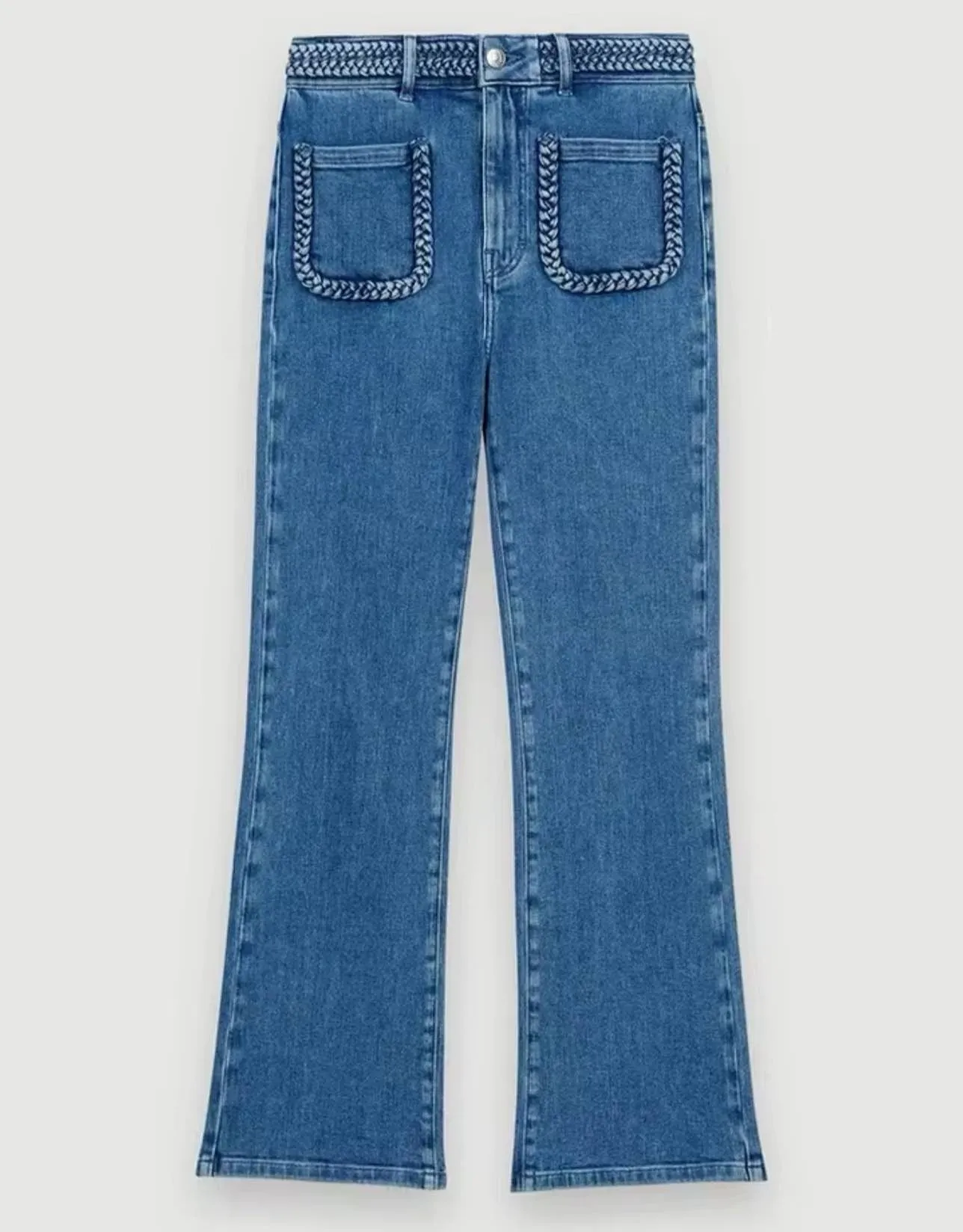 Micro Laced High Waisted Blue Jeans