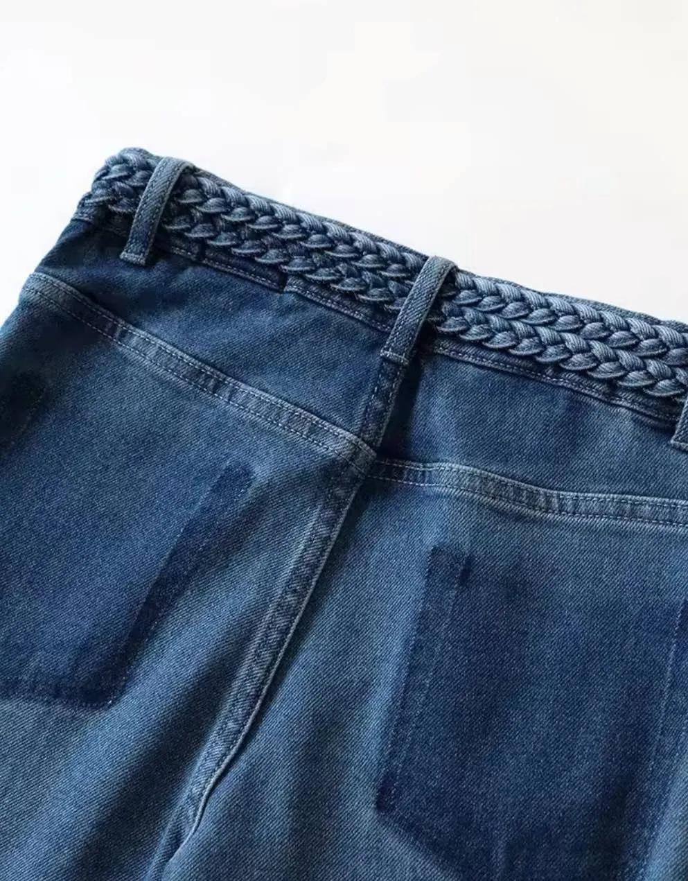 Micro Laced High Waisted Blue Jeans