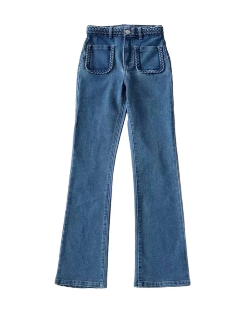 Micro Laced High Waisted Blue Jeans