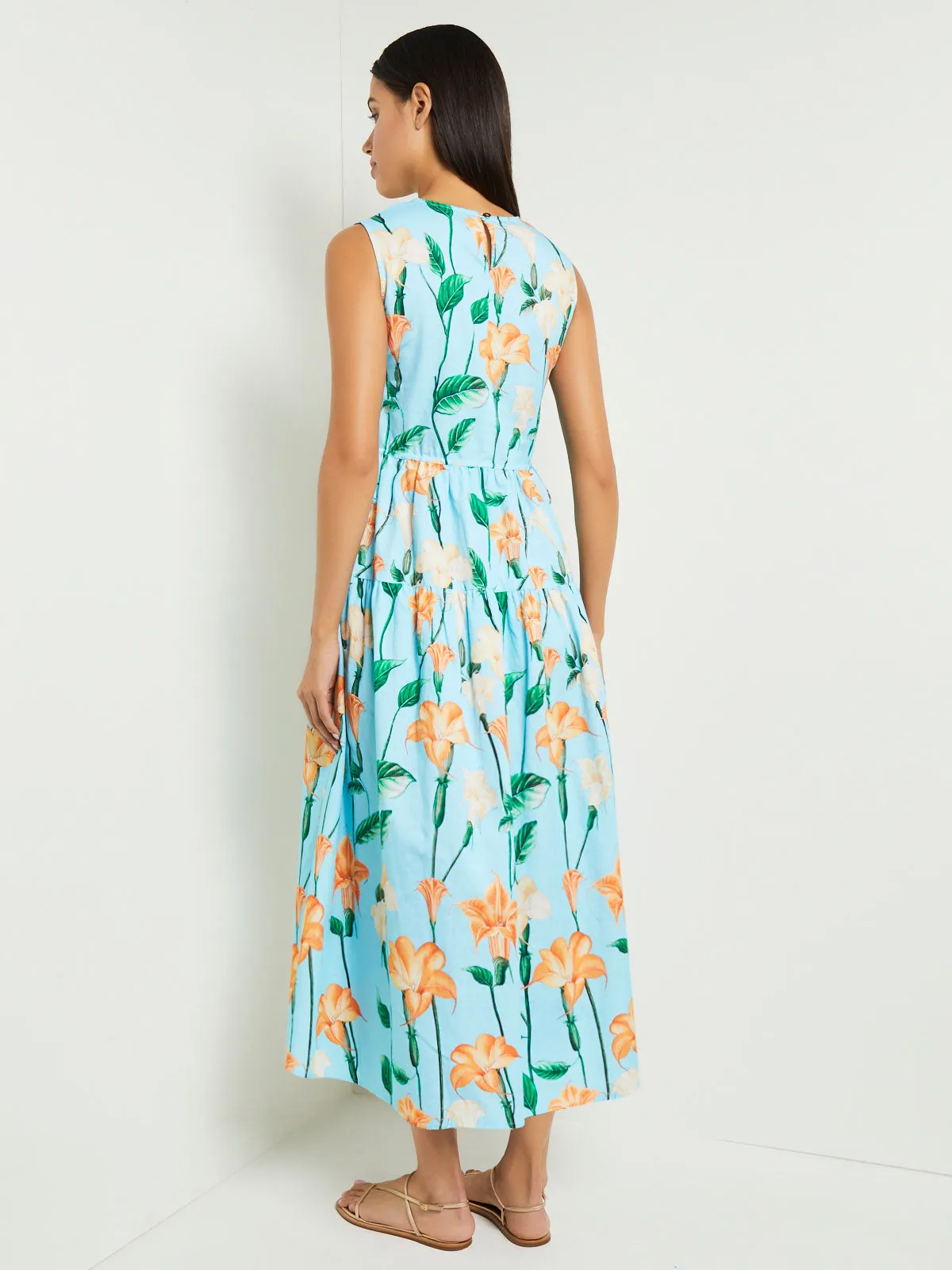 Modern Fit Maxi Drop Waist Floral Cotton Dress