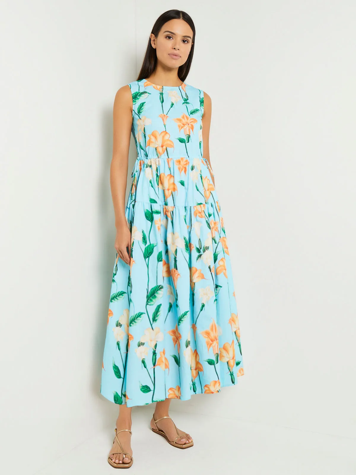 Modern Fit Maxi Drop Waist Floral Cotton Dress