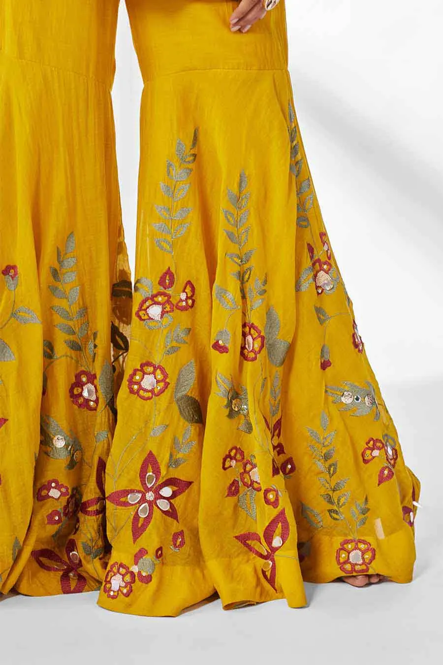 Mustard Peplum Tunic & Gharara Set (Set of 2)