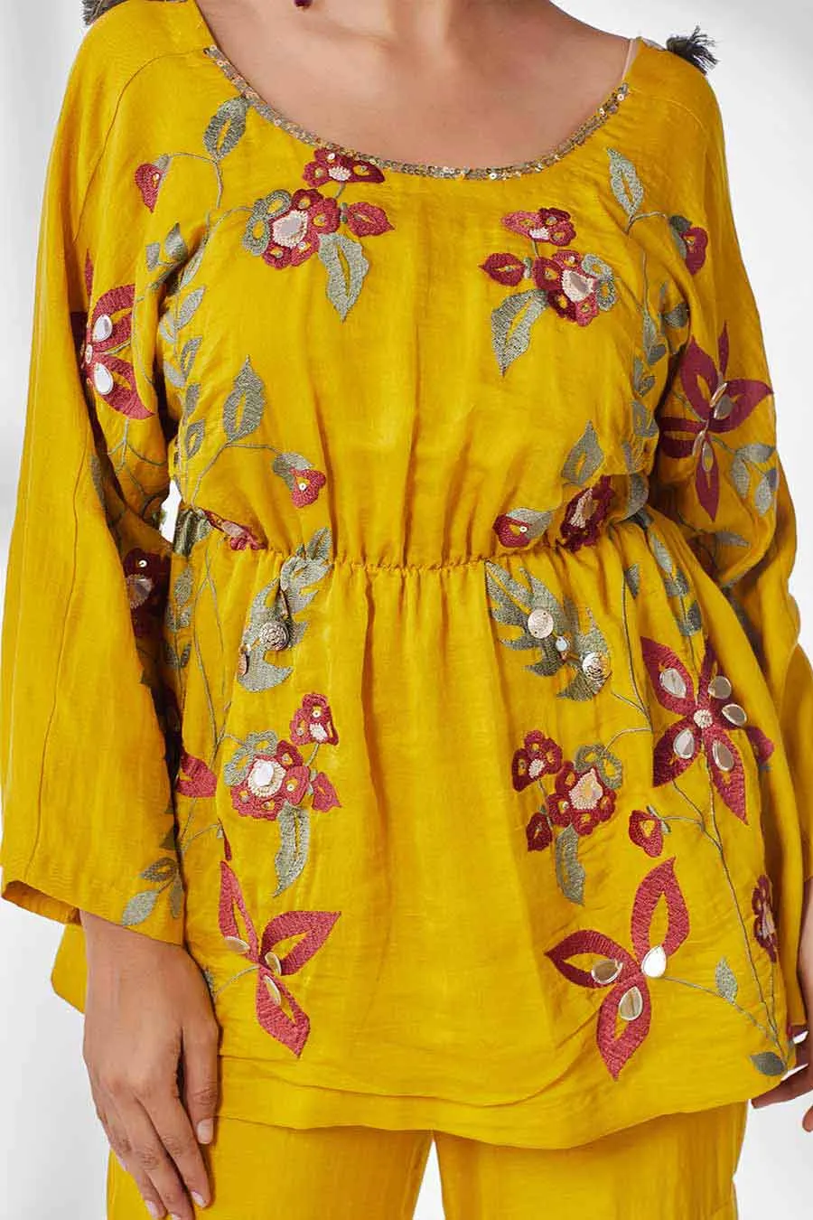 Mustard Peplum Tunic & Gharara Set (Set of 2)