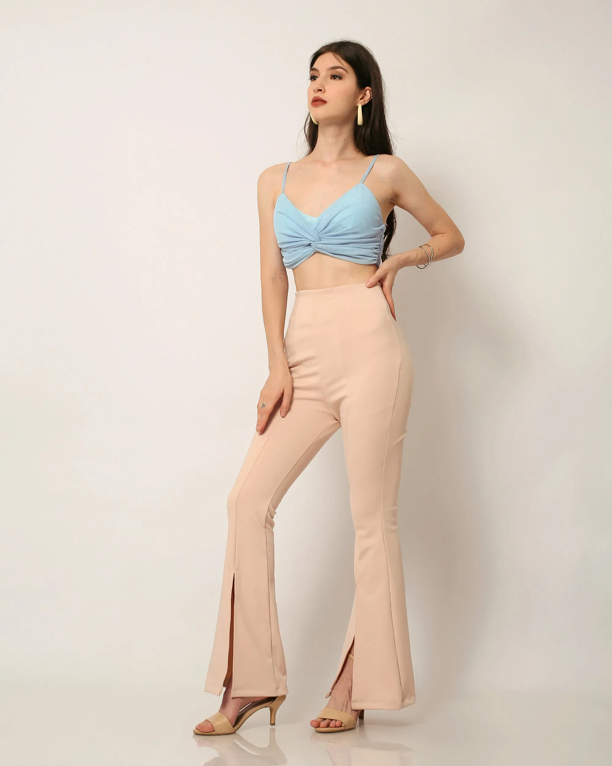 Ned Highwaisted Bell Bottom Pants in Pink