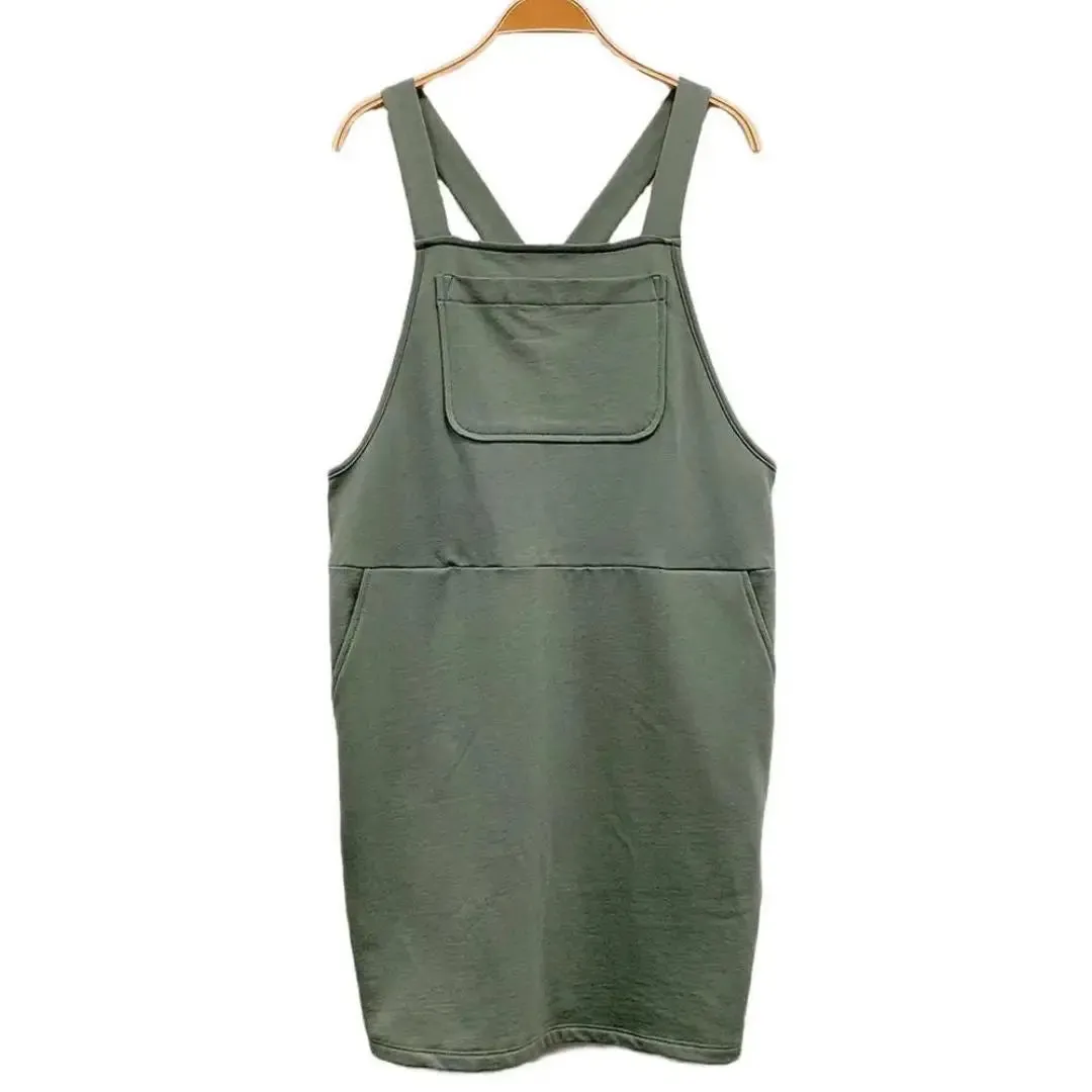 Olive Hemp Overall Skirt Mid Length