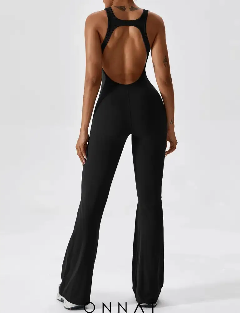 Onnat Open Back Flared Jumpsuit