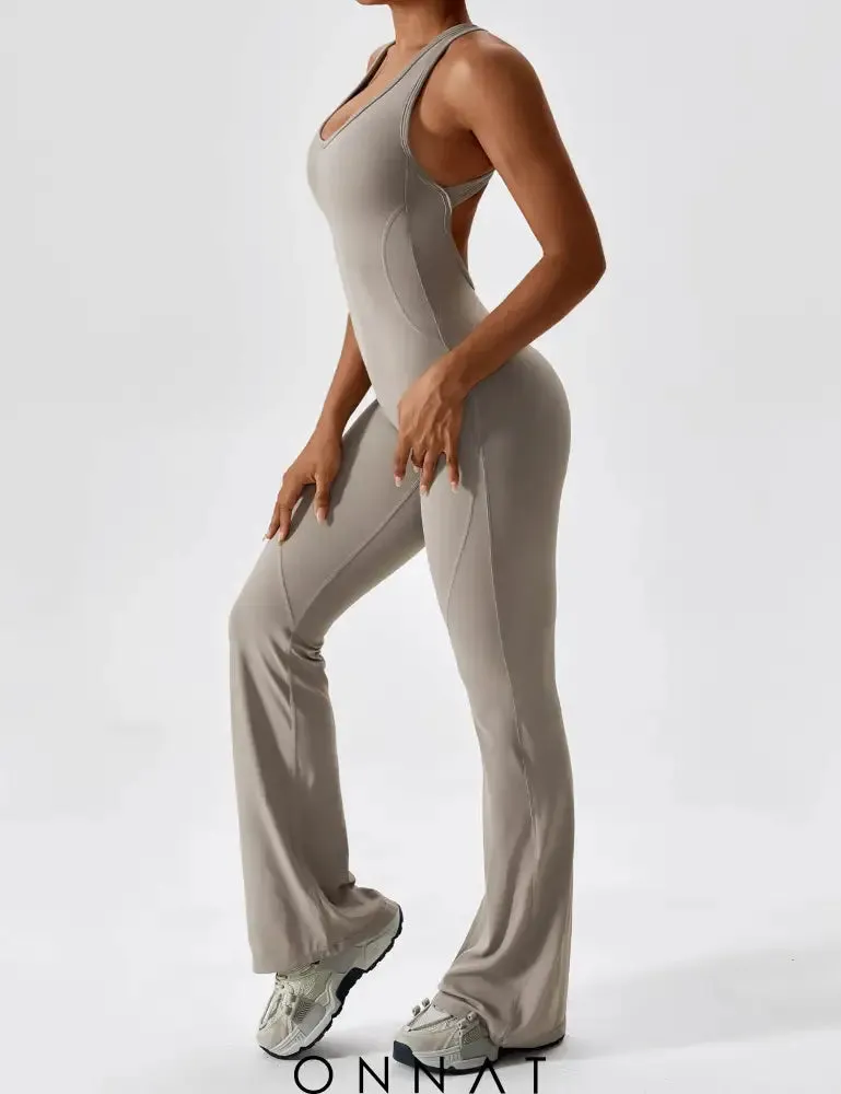 Onnat Open Back Flared Jumpsuit