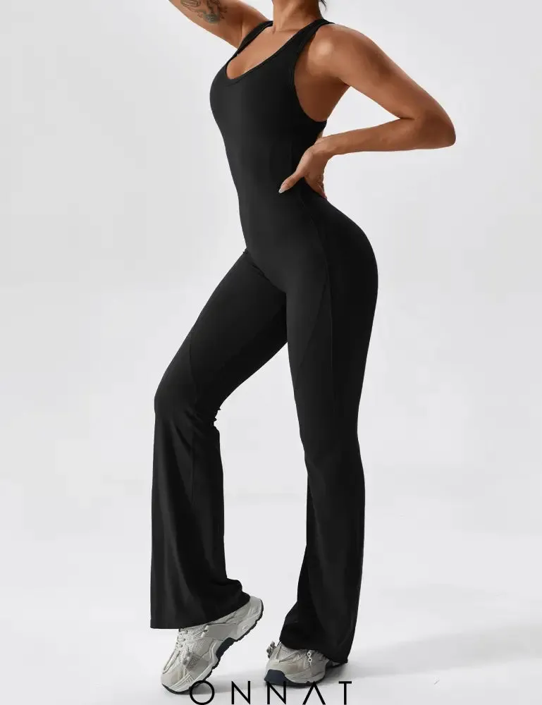 Onnat Open Back Flared Jumpsuit