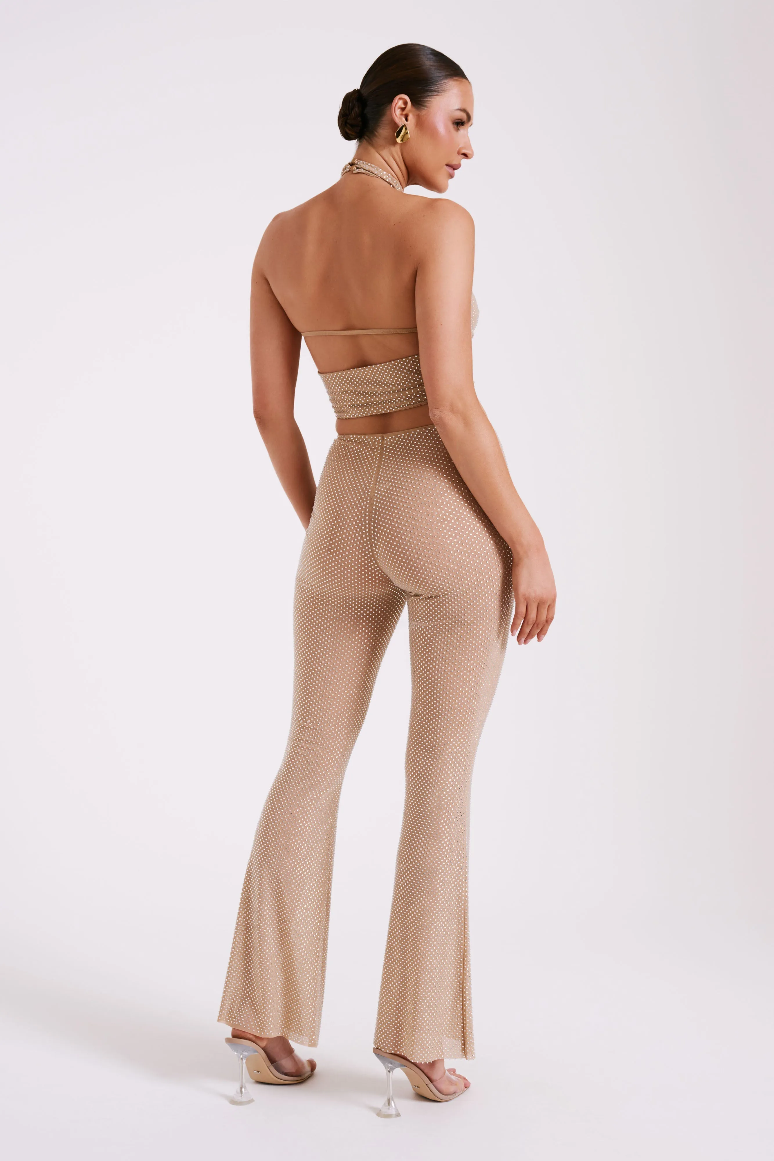 Ophelia Diamante Skinny Leg Pants - Nude