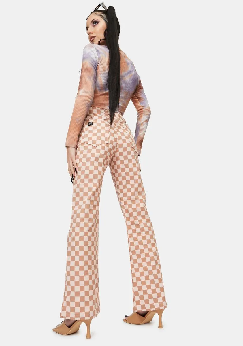 Pink Checker Print Pants