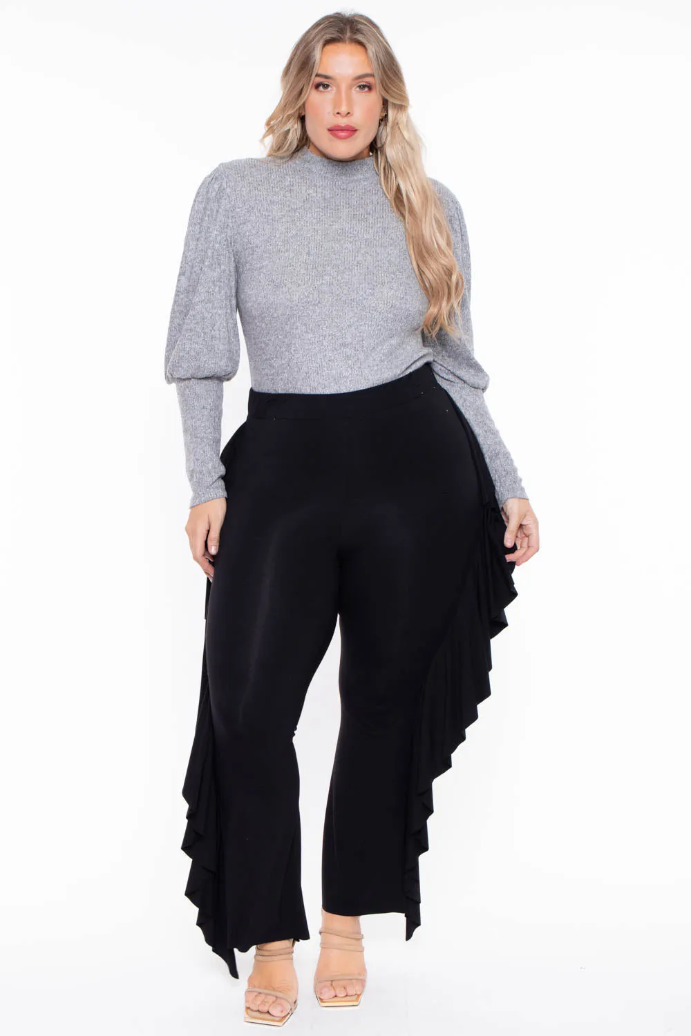 Plus Size Ava Ruffle Pants - Black