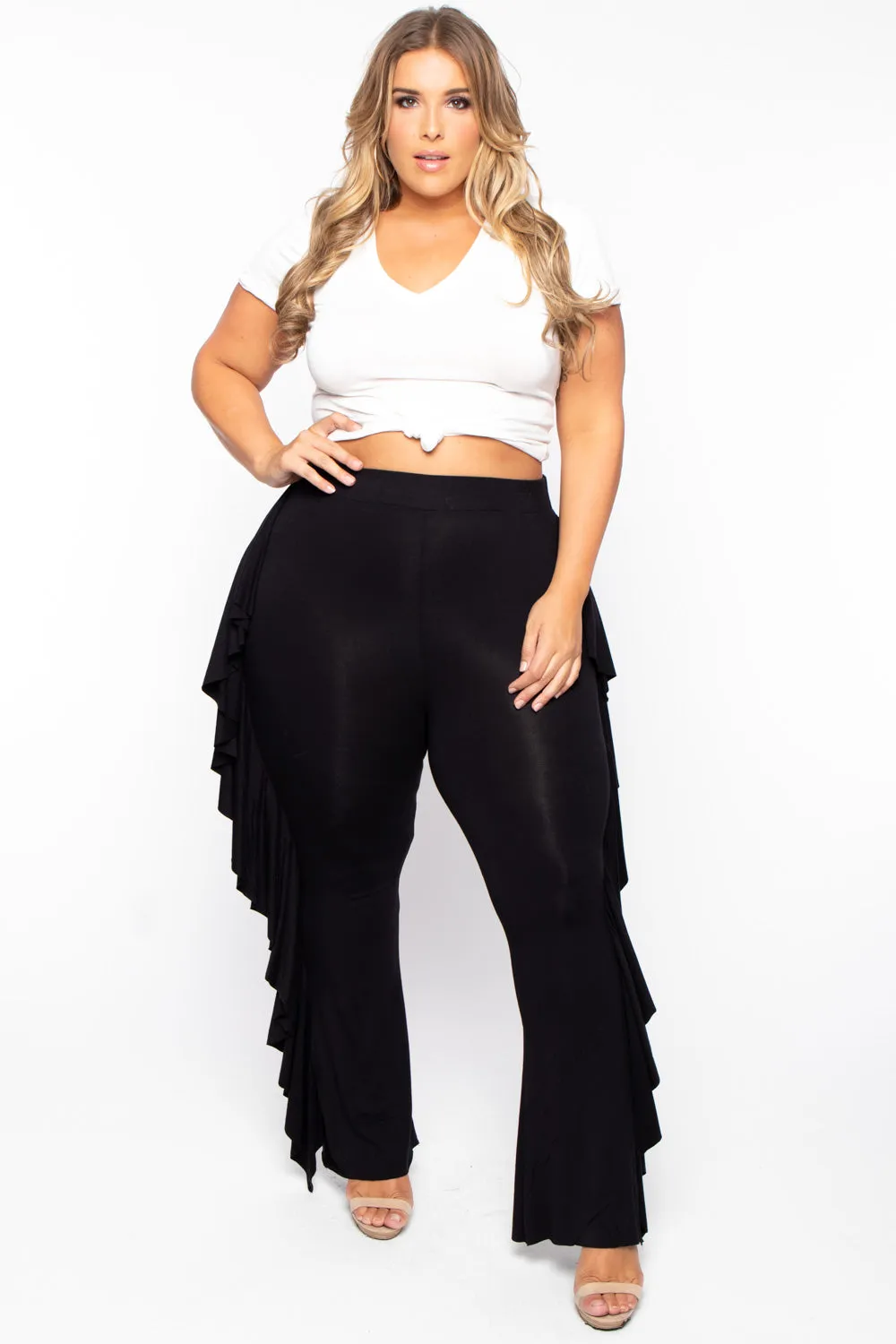 Plus Size Ava Ruffle Pants - Black