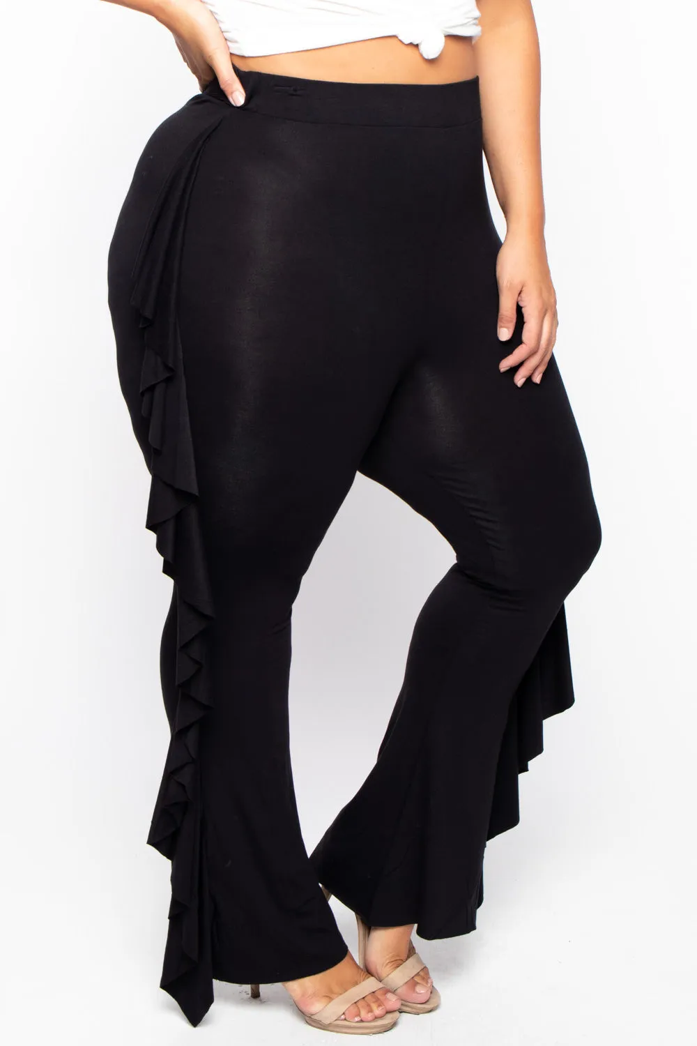 Plus Size Ava Ruffle Pants - Black