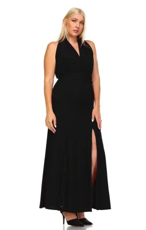 Plus Size Sleeveless Magic Transformer Maxi Dress Black