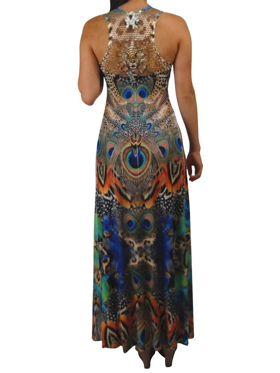 Premium Sleeveless Sublimation Maxi Dress Leopard Multi Color