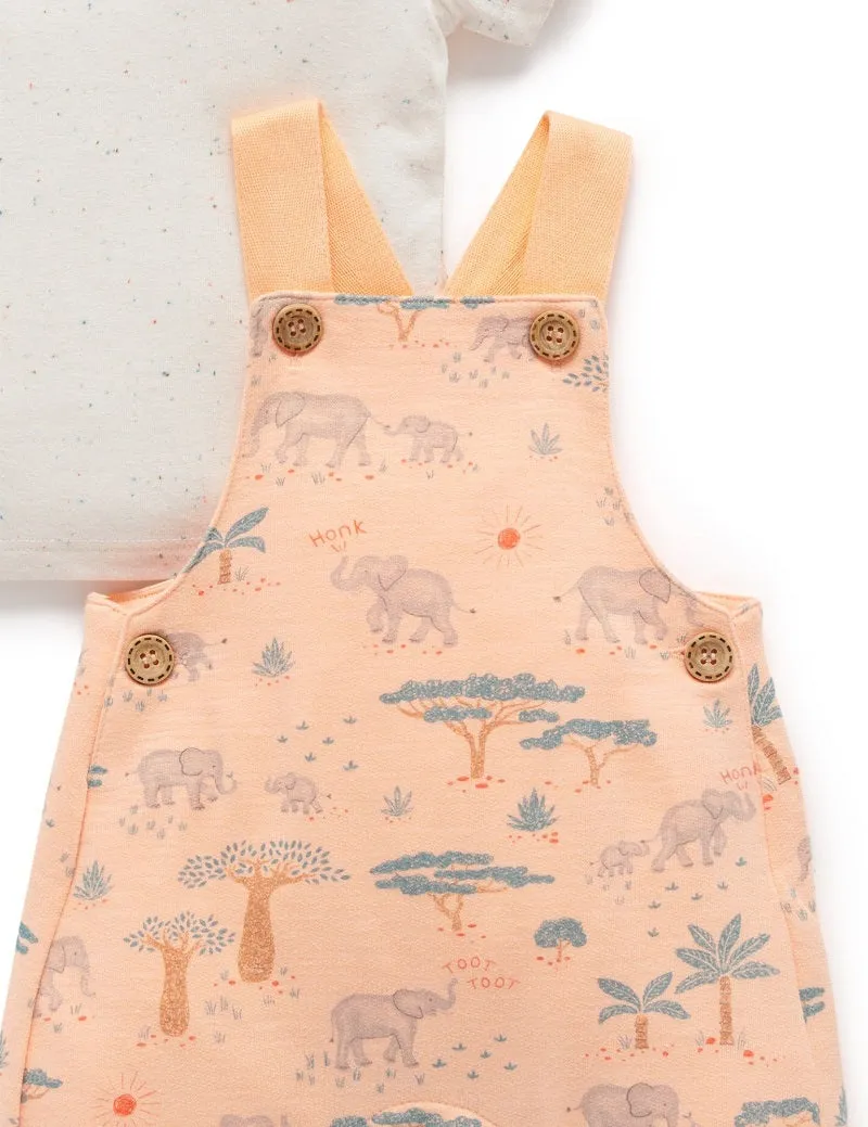 Purebaby Safari Overall Set - Elephant Herd Print