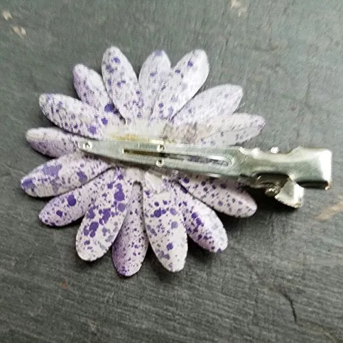 Purple Flower Hair Clip Paint on Brass