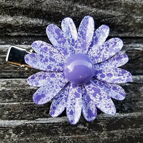 Purple Flower Hair Clip Paint on Brass