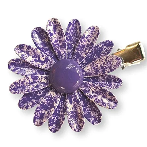 Purple Flower Hair Clip Paint on Brass