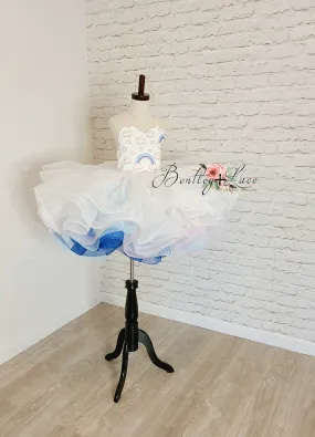 "Rainbow on a cloudy day"- all tulle- Short Length Dress (5 Year - Petite 7 Year)