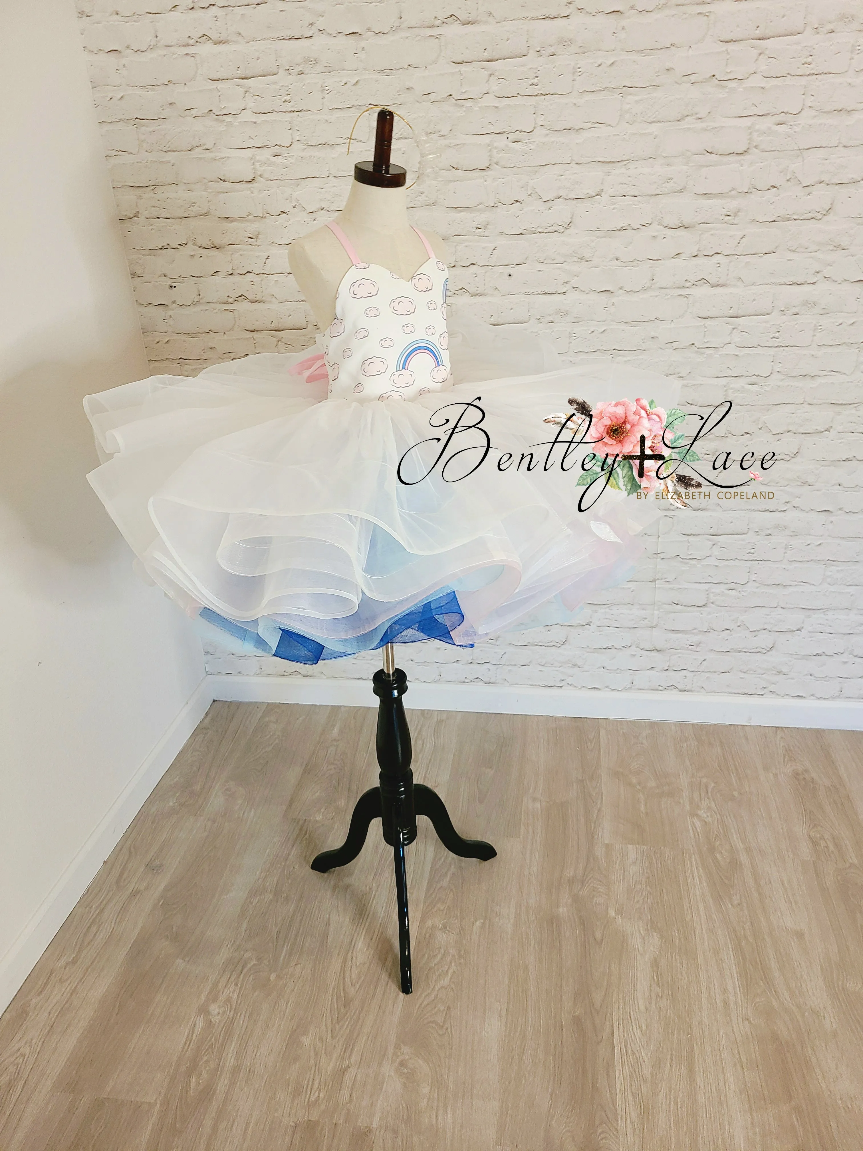 "Rainbow on a cloudy day"- all tulle- Short Length Dress (5 Year - Petite 7 Year)