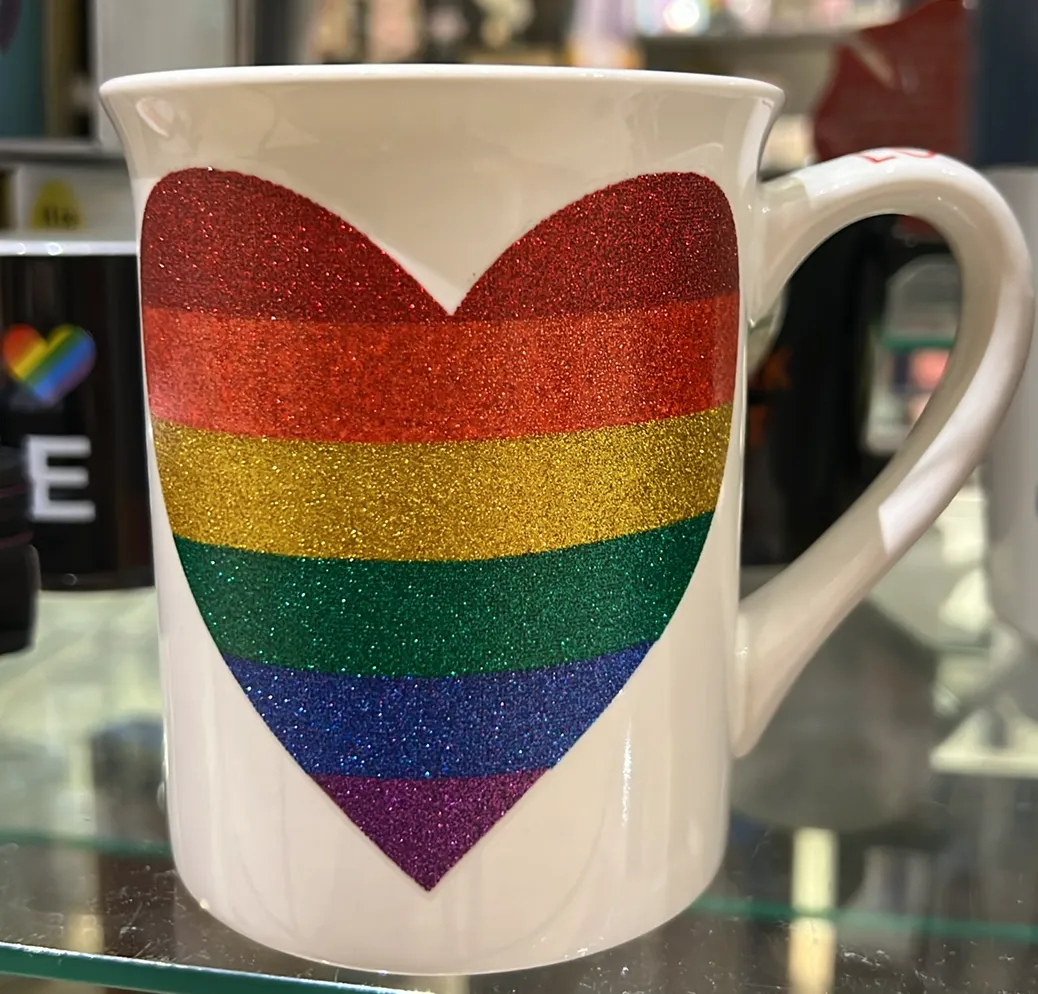 Rainbow Glitter Heart Mug