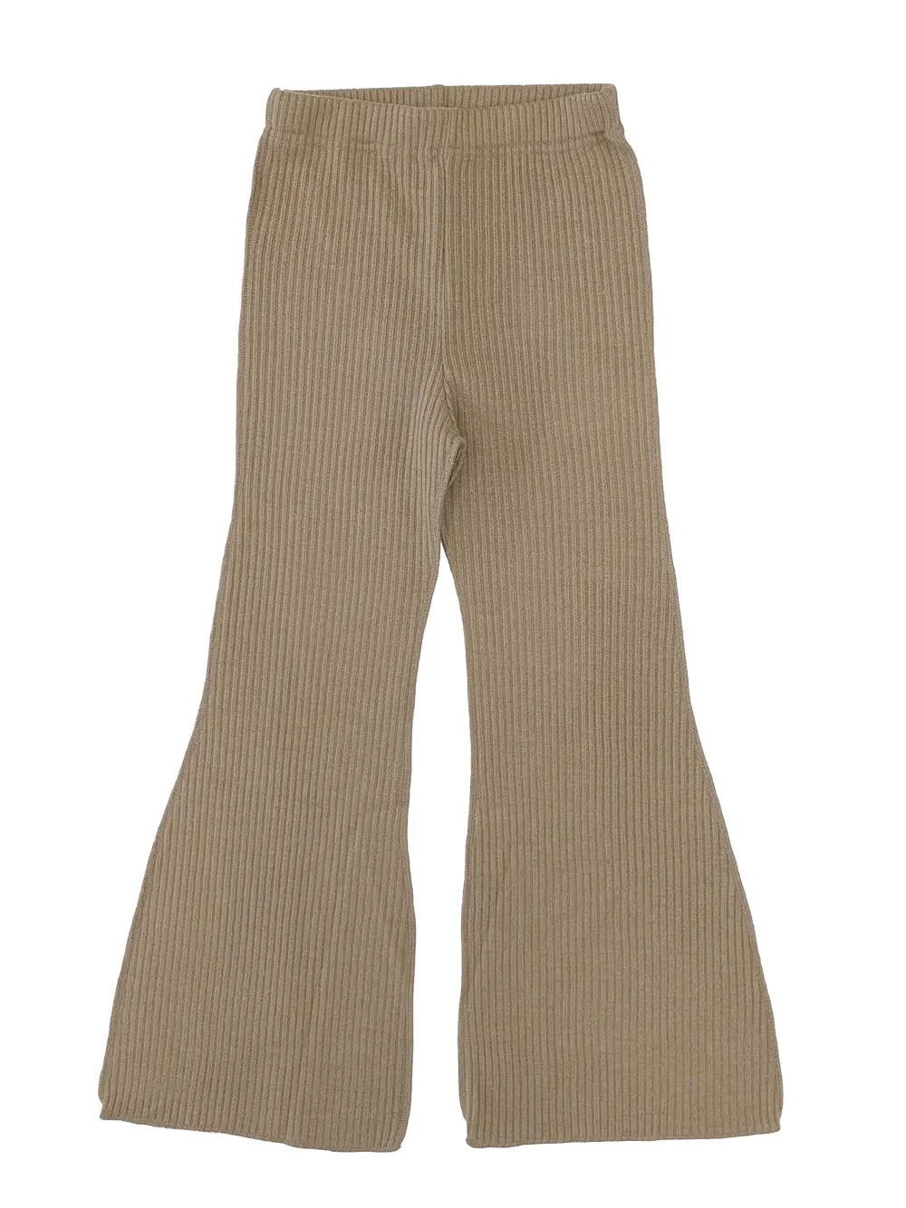 Rib Knit Flare Brown Pants