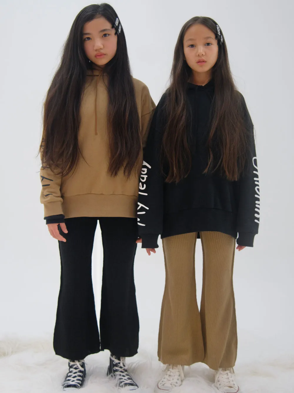 Rib Knit Flare Brown Pants