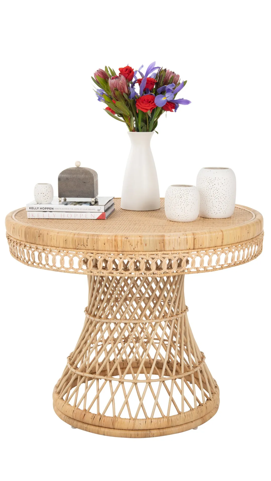 Round Rattan Peacock Dining Table, Natural