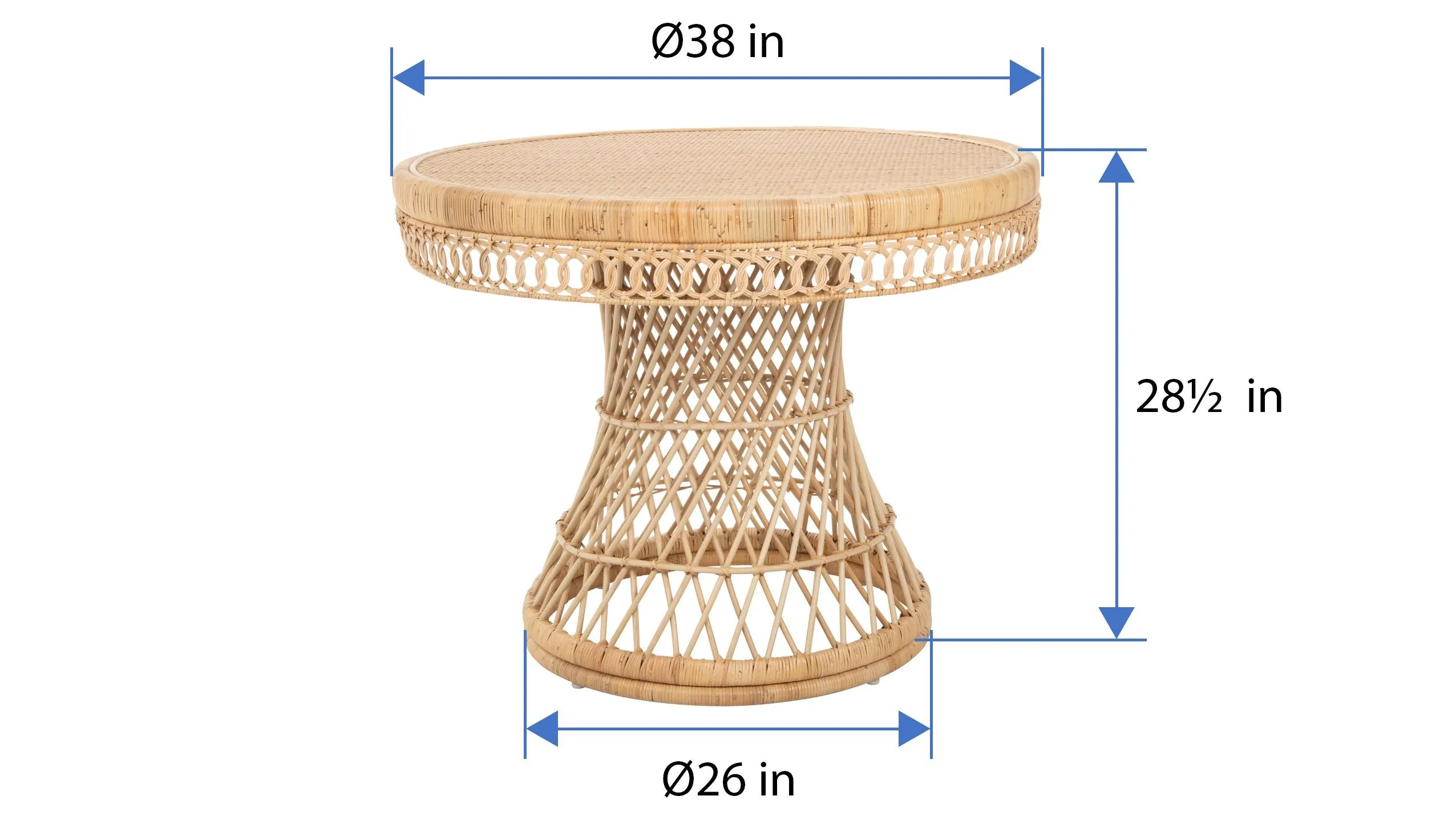 Round Rattan Peacock Dining Table, Natural