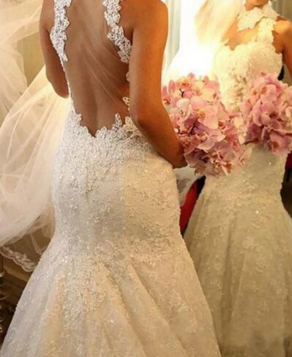 Sexy Wedding Dress, Mermaid Wedding Dresses, High Neck Wedding Dress