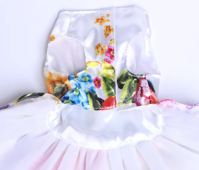 Silk Flowers Dress with Tulle Underskirt