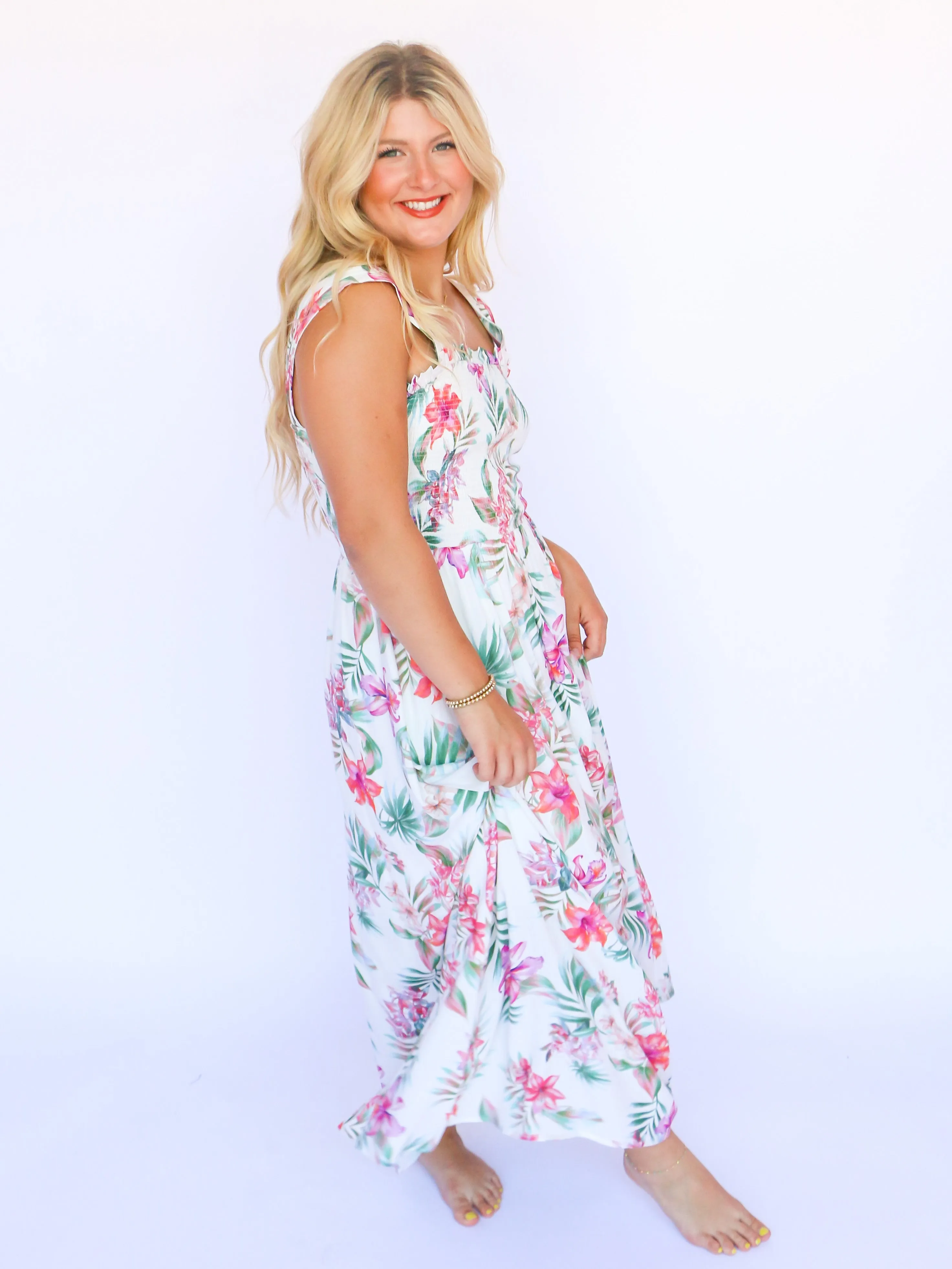 Smocked Bodice Maxi Dress