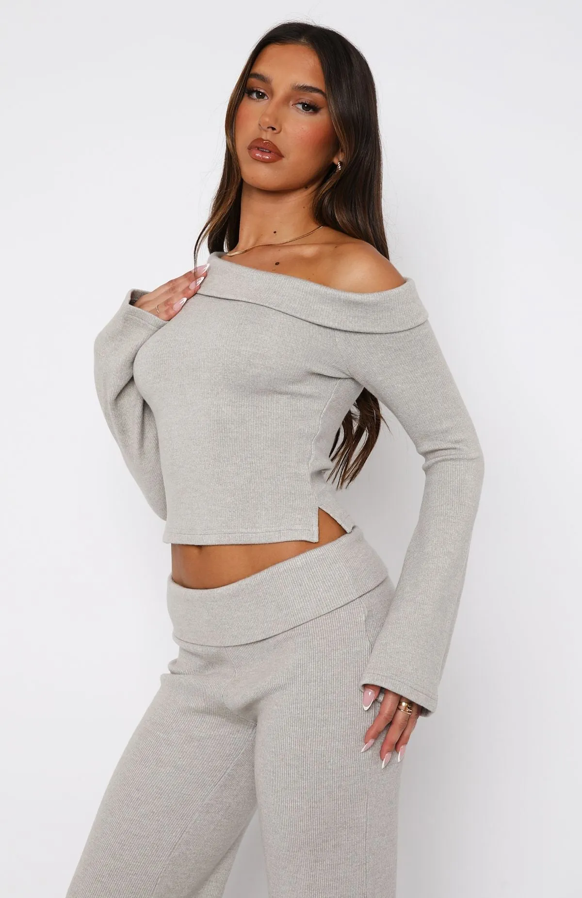 So Little Time Long Sleeve Top Grey Marle