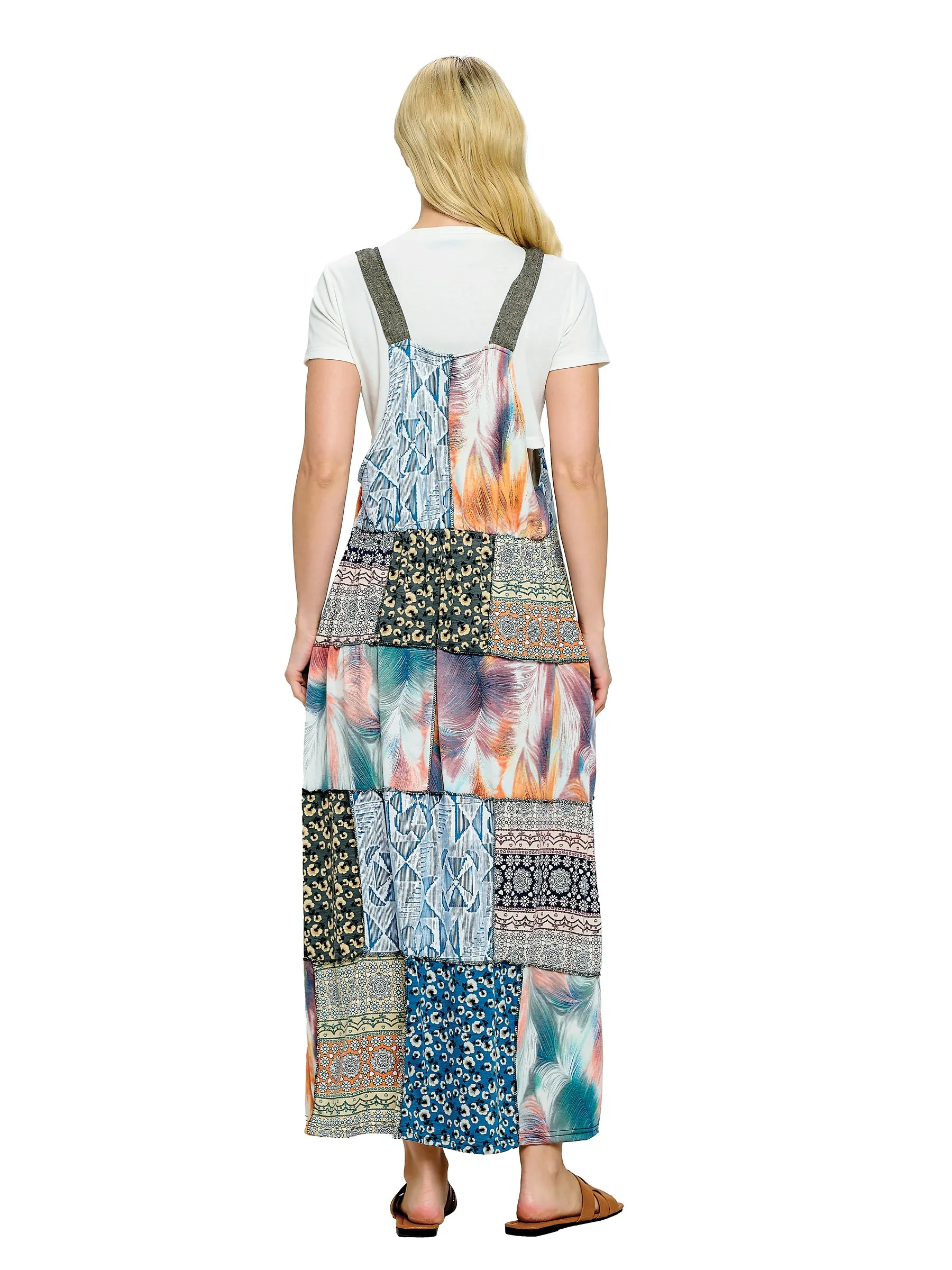 Soft Overall Floral Patchwork  Maxi Dress