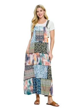 Soft Overall Floral Patchwork  Maxi Dress