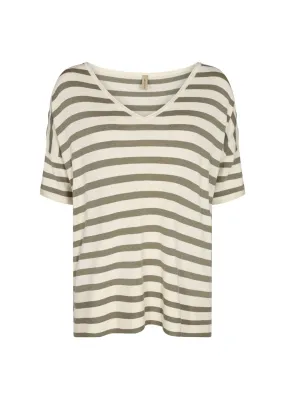 Soya Concept Stripe Light Jumper Khaki Ivory