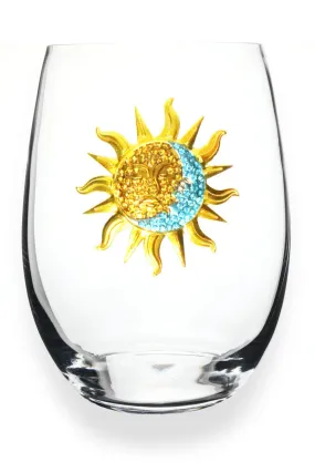 Sun & Moon Jeweled Stemless Wine Glass