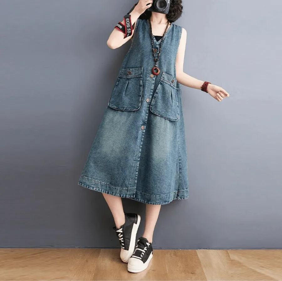 Sunday Ready Denim Overall Dress